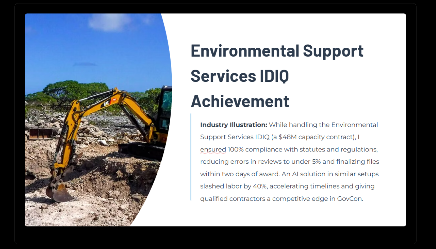 Environmental Support Services IDIQ Achievement